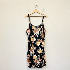 TORRID Mini Challis Slip Dress Black Floral V-Neck Stretch NWT